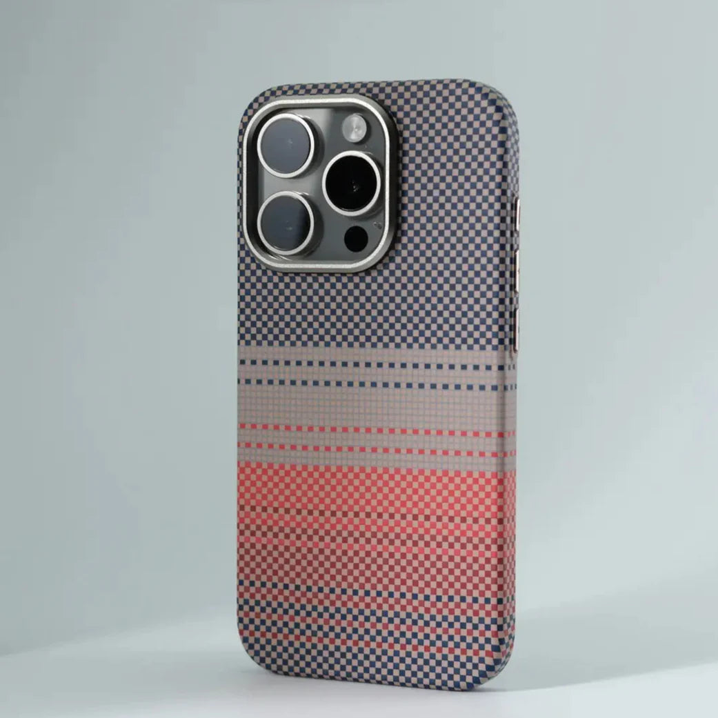 Luxury Pixel Texture Case with Metal Lens Design