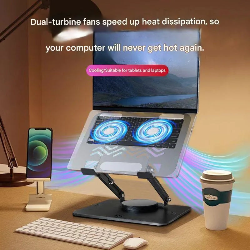 Carbon Steel Laptop and Tablet Stand with Cooling Fan