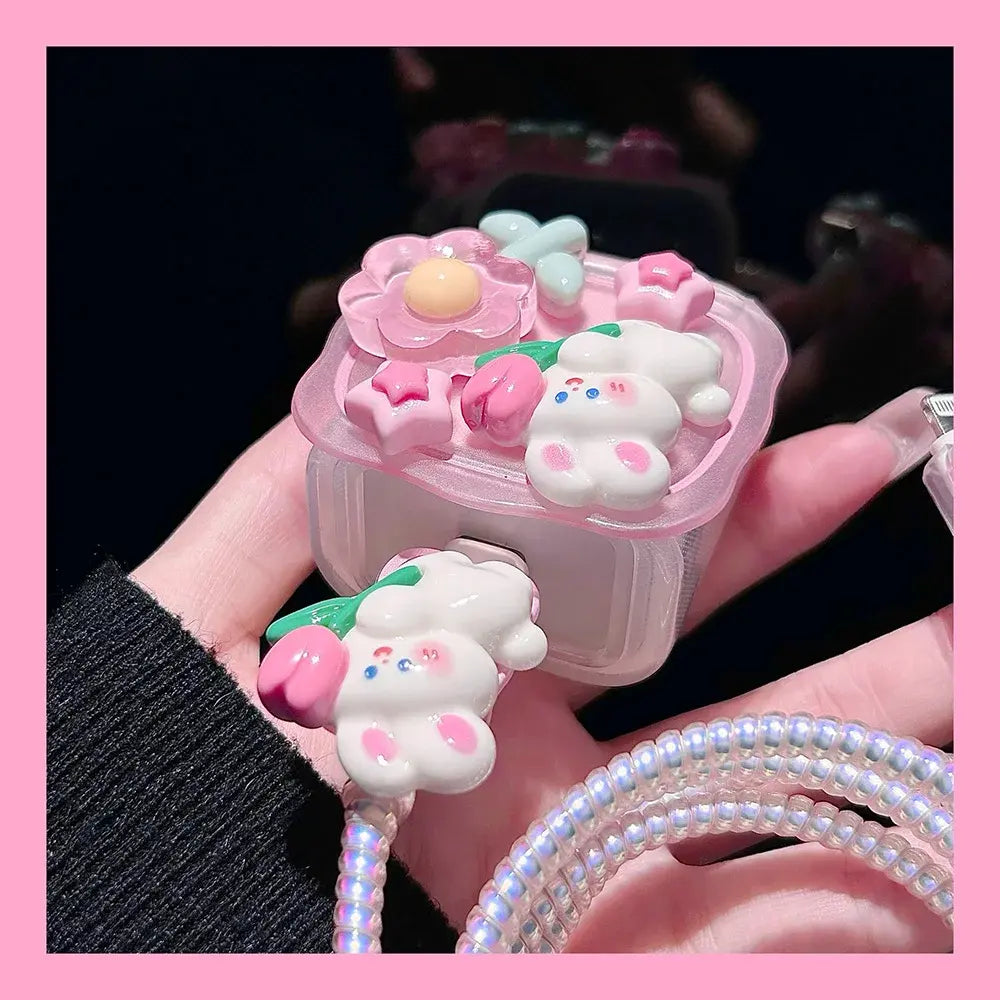 Cute Rabbit iPhone Case with Fast Charger & Cable Protector