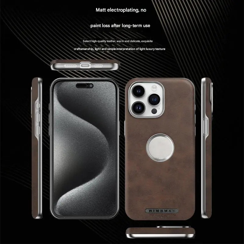 Premium Leather Logo Cut MagSafe Case for iPhone