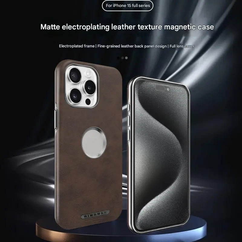 Premium Leather Logo Cut MagSafe Case for iPhone
