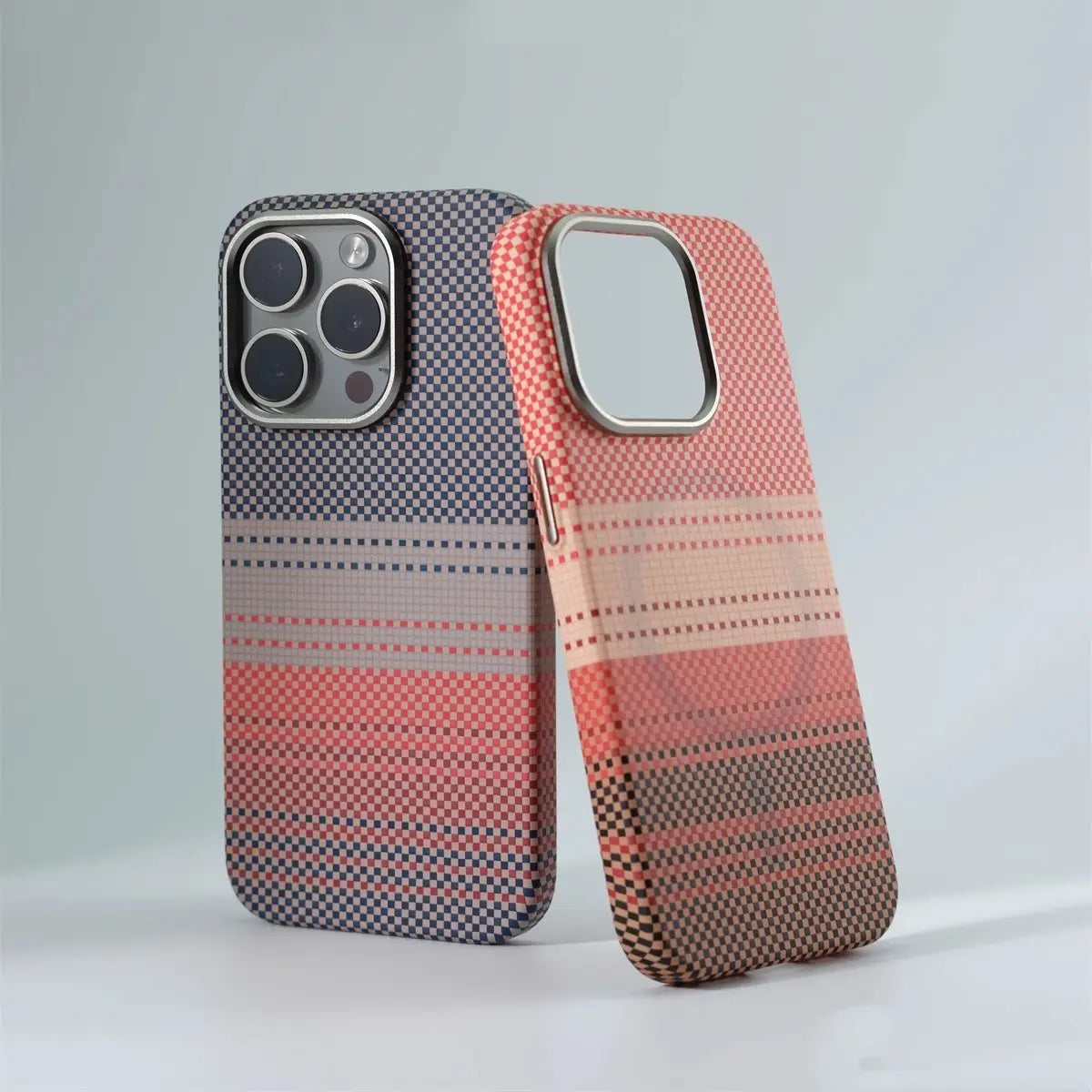 Luxury Pixel Texture Case with Metal Lens Design