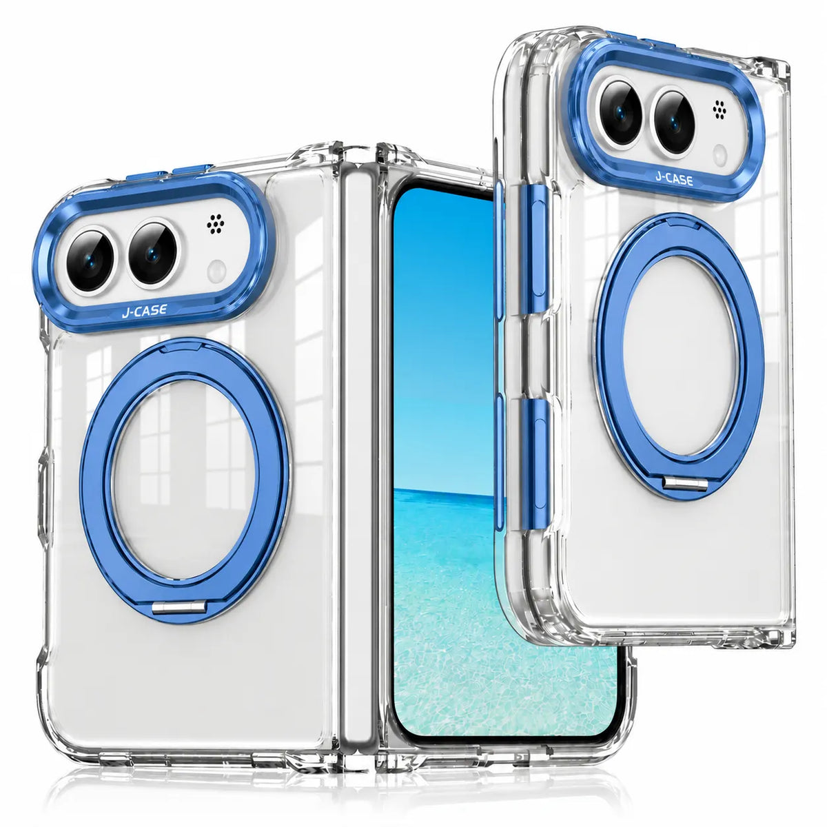 J-CASE iPhone Duo Transparent Case with Rotating Ring Stand