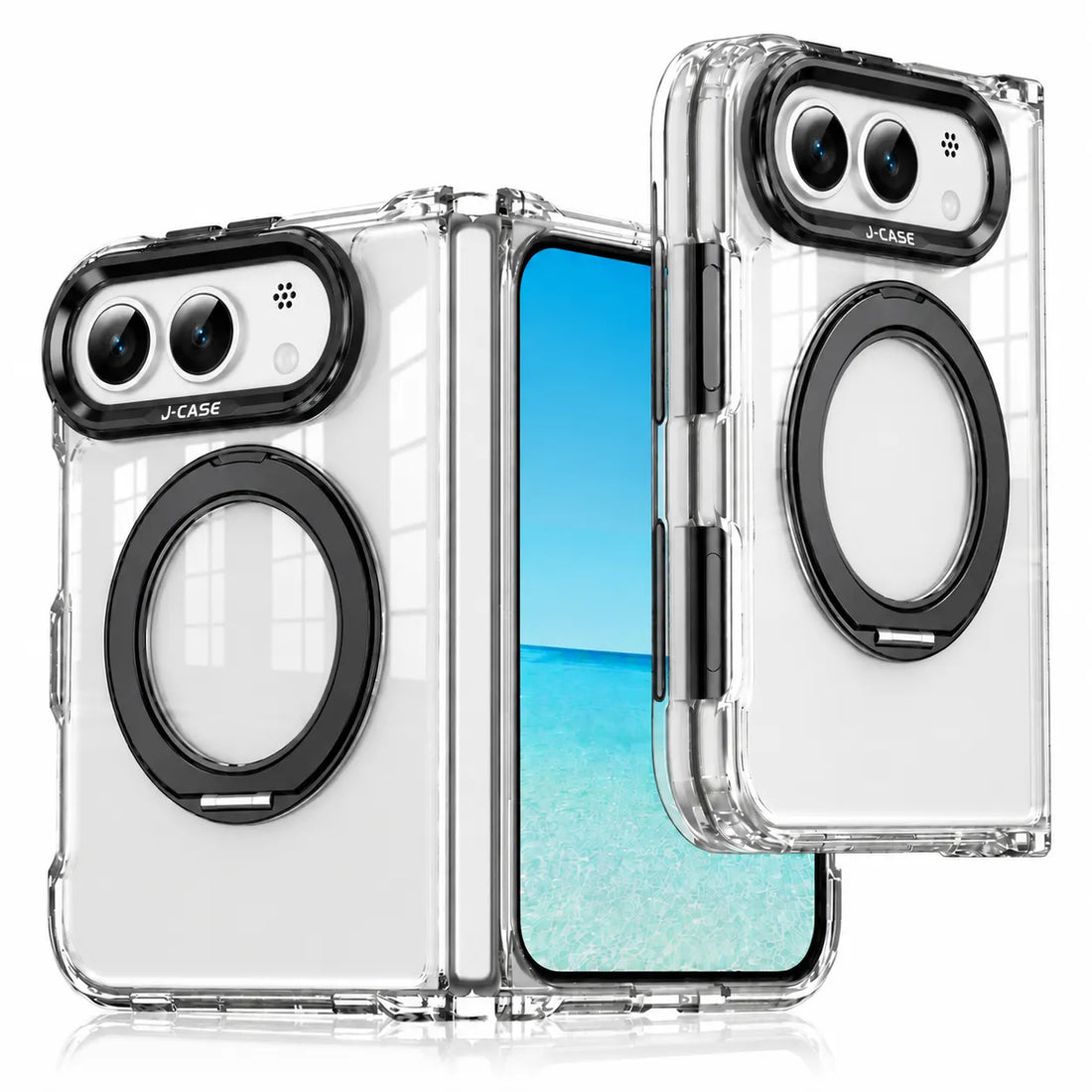 J-CASE iPhone Duo Transparent Case with Rotating Ring Stand