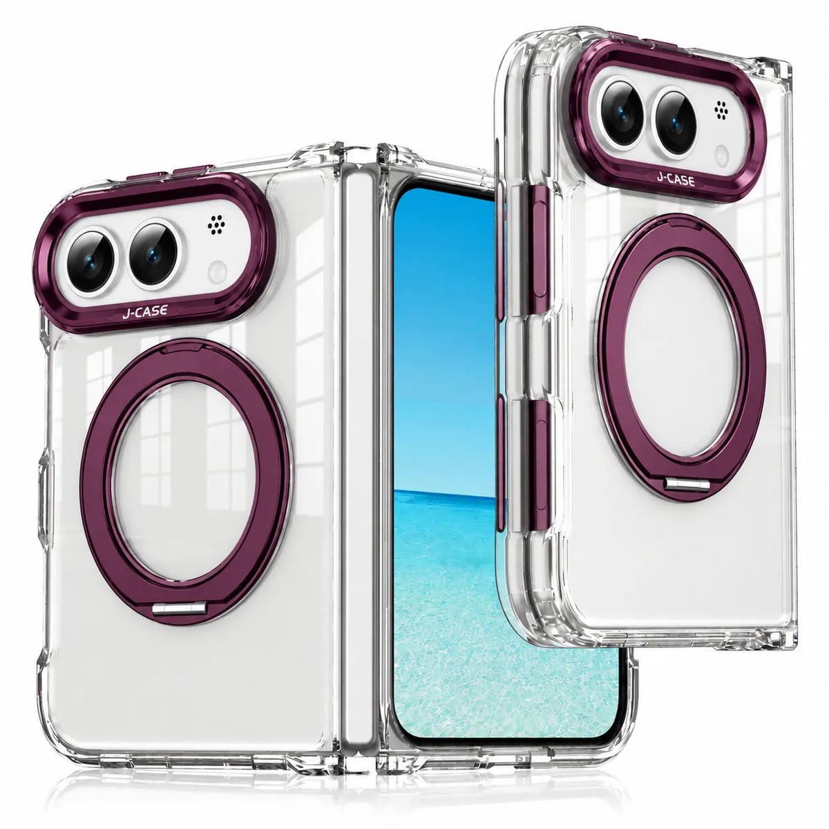 J-CASE iPhone Duo Transparent Case with Rotating Ring Stand