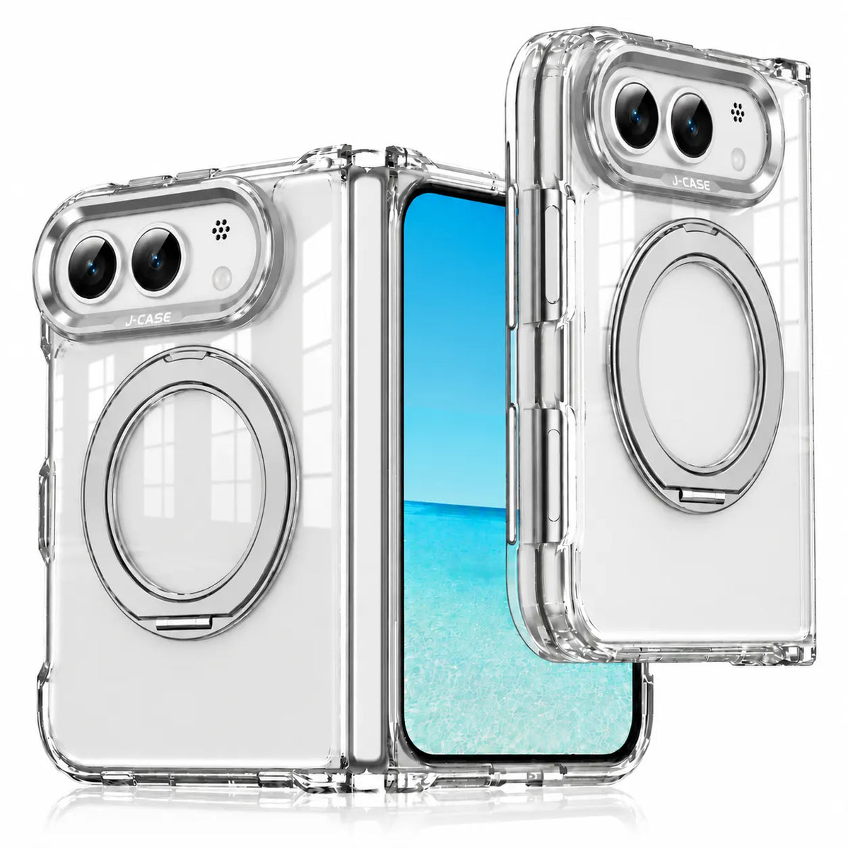J-CASE iPhone Duo Transparent Case with Rotating Ring Stand