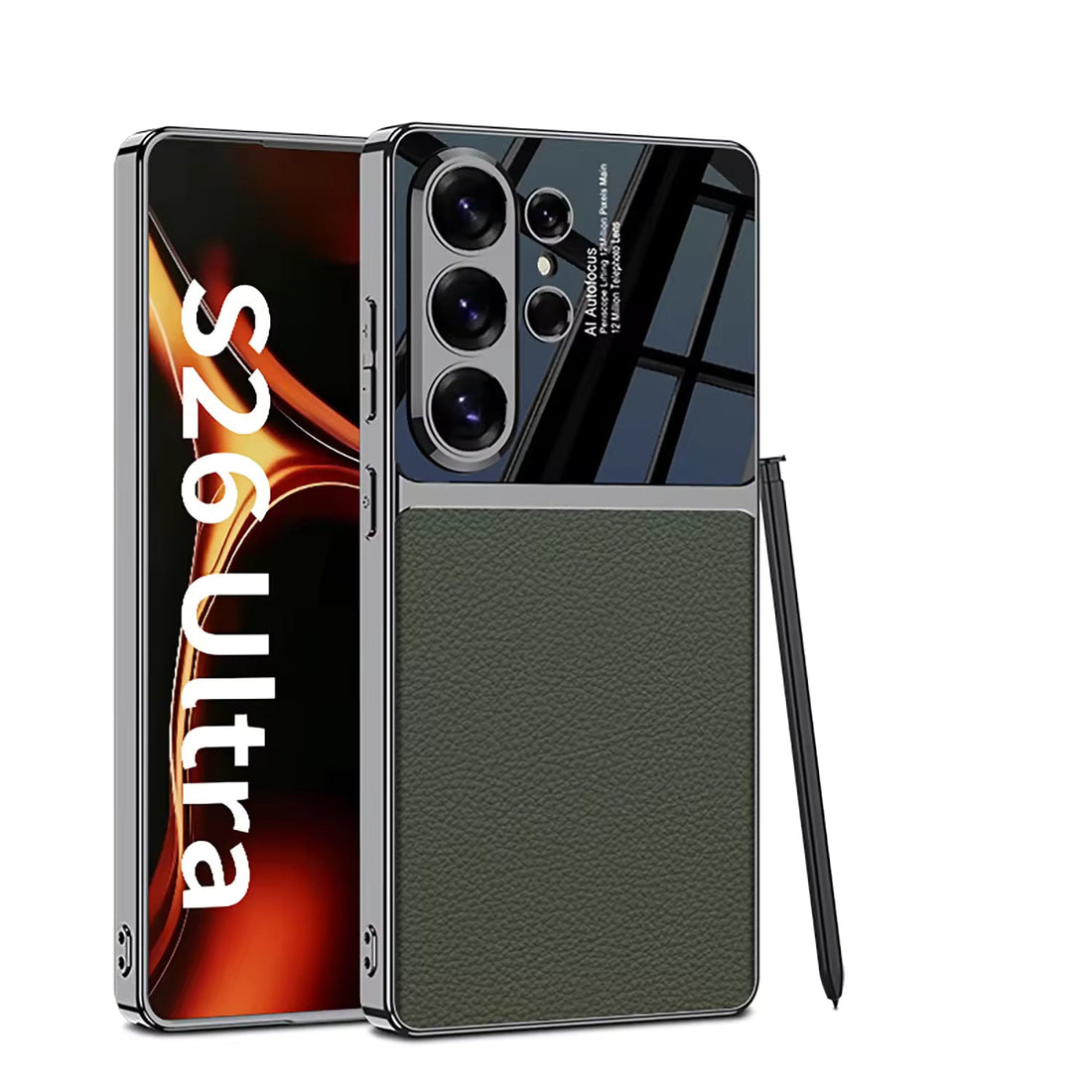 Luxury PC leather protective cover for Galaxy S26 Ultra carbon black 
