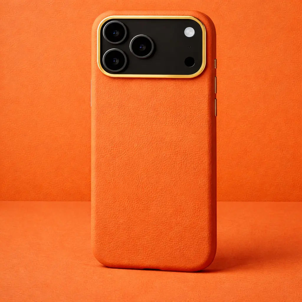 Cosmic orange magnetic leather defense case with shockproof protection