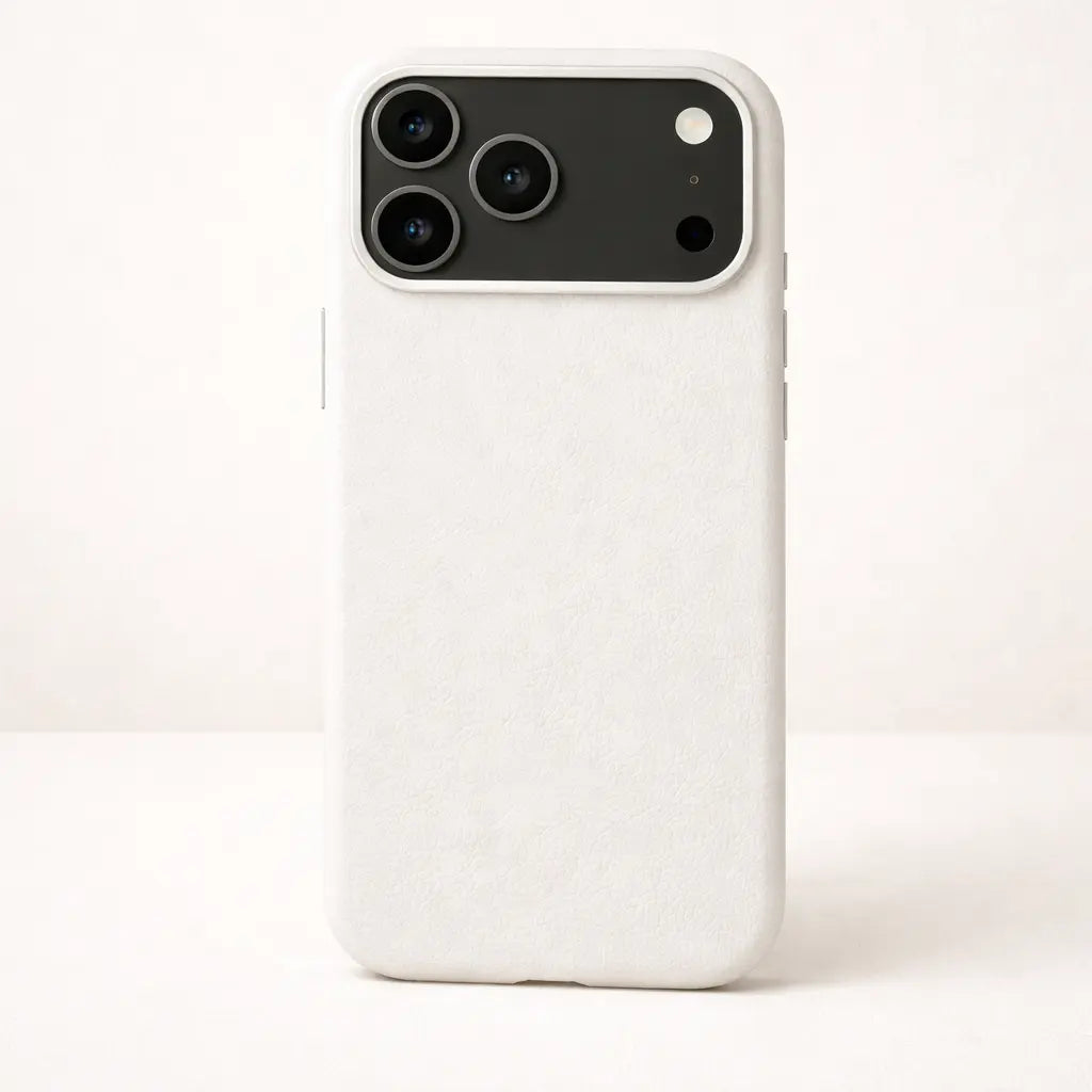 White shockproof magnetic leather phone case with durable grip