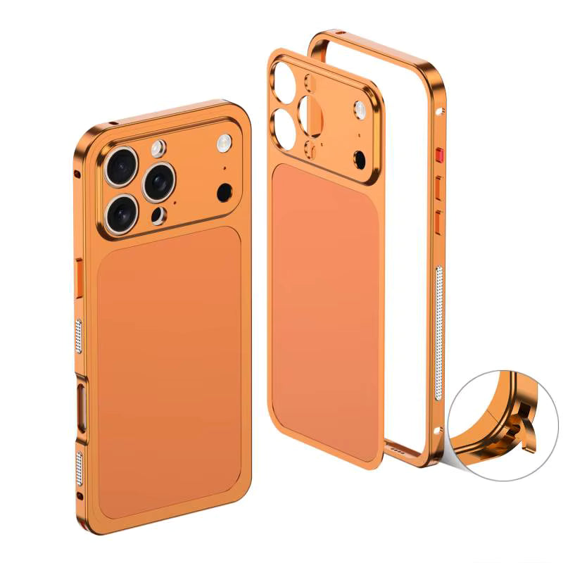 Metal Bumper Converter Case to iPhone 17 Pro Max – Stylish Colors orange