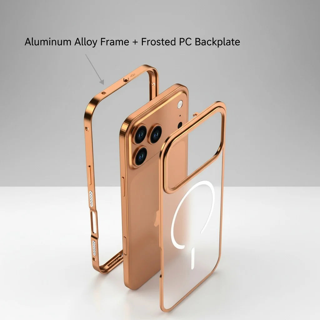 MagSafe Compatible Metal Edge Glass Case for iPhone