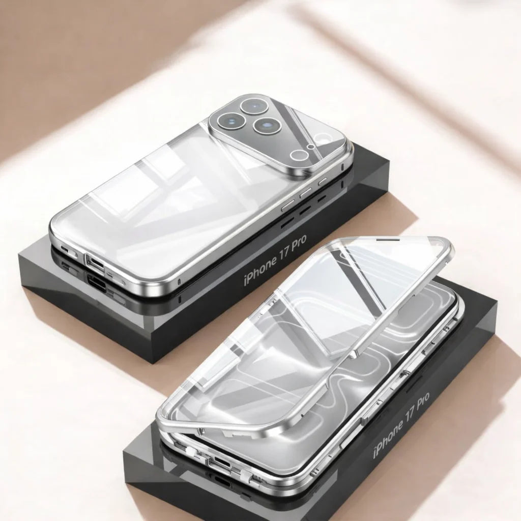 Metal Frame Dual Glass iPhone Case SILVER