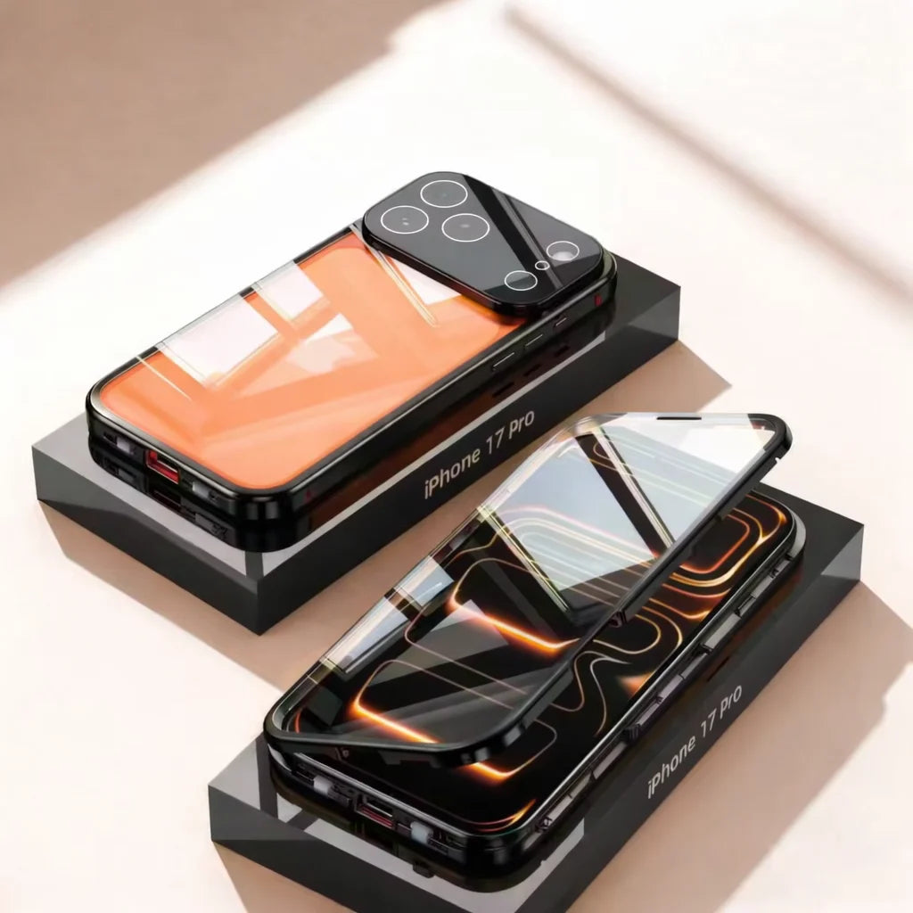 Metal Frame Dual Glass iPhone Case BLACK
