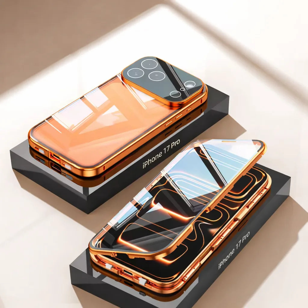 Metal Frame Dual Glass iPhone Case ORANGE