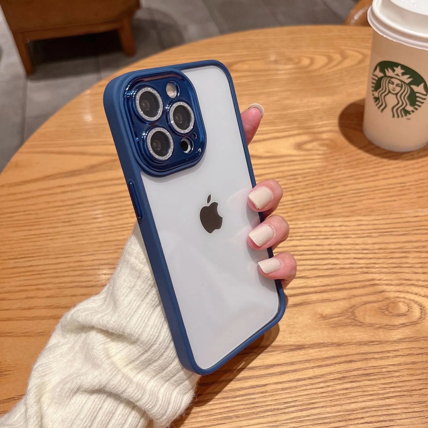 iPhone Clear Bumper Case with Stylish Diamond Camera Lens