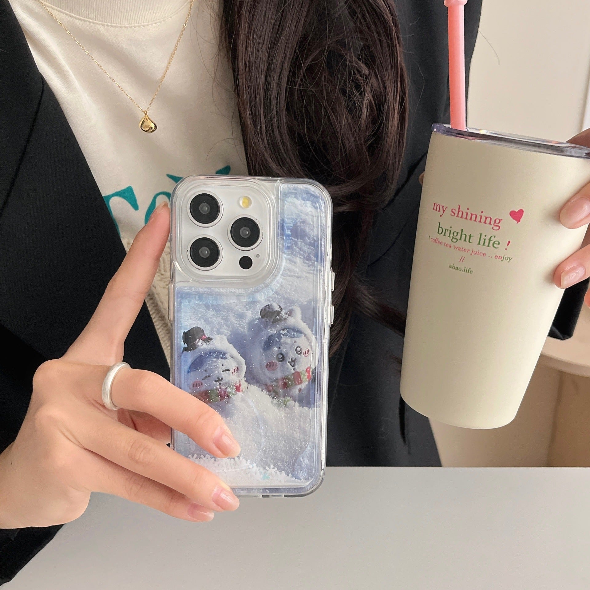 *PREMIUM* Frosted Quicksand Snowman Case