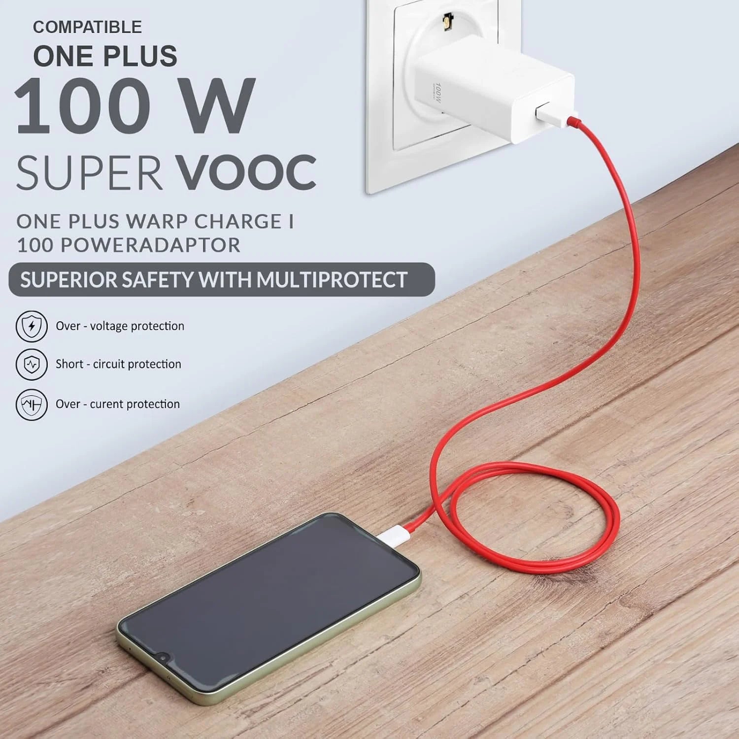 OnePlus 100W SuperVOOC charger with 1 meter Type-C cable