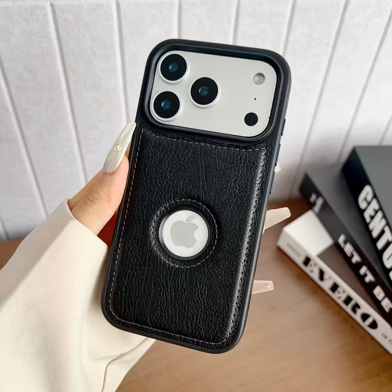 Premium Lychee Leather Back Cover for iPhone 17 Pro Max