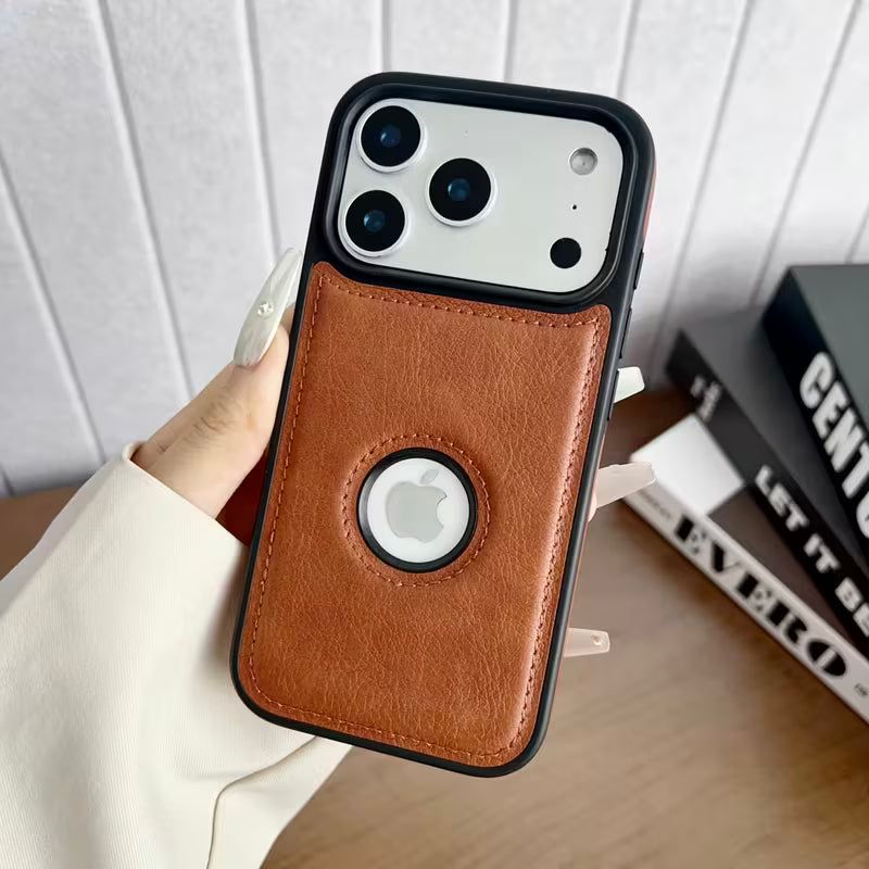 Premium Lychee Leather Back Cover for iPhone 17 Pro Max