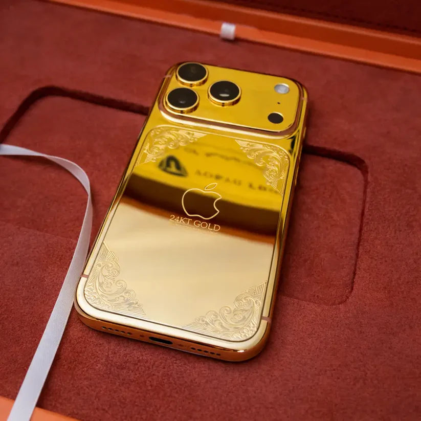 Premium iPhone 17 Pro Max case with real 24K gold detailing