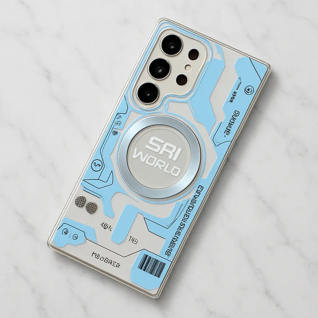 Modern Metaverse themed phone case in vibrant colors