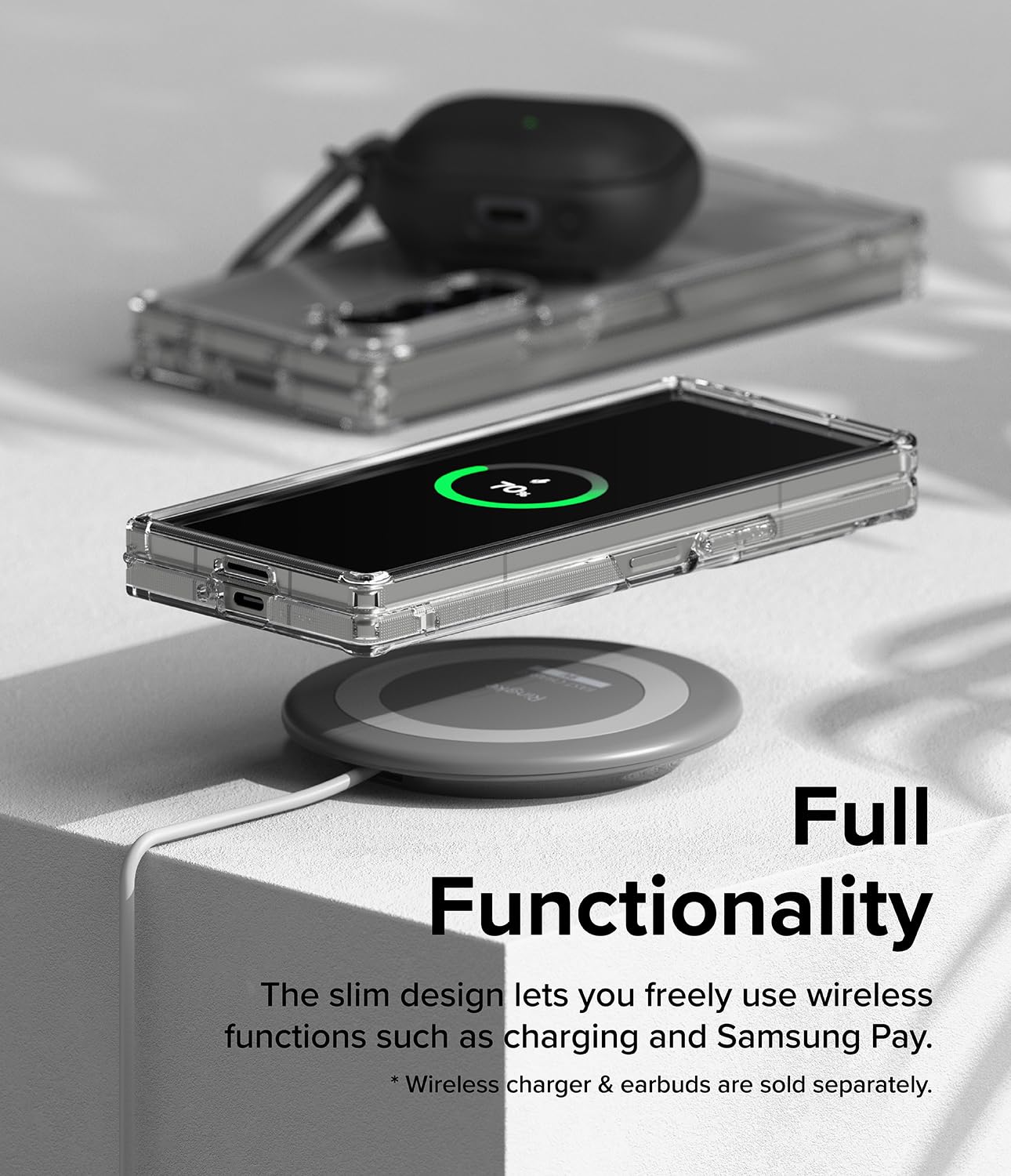 Wireless charging compatible clear case Z Fold 6