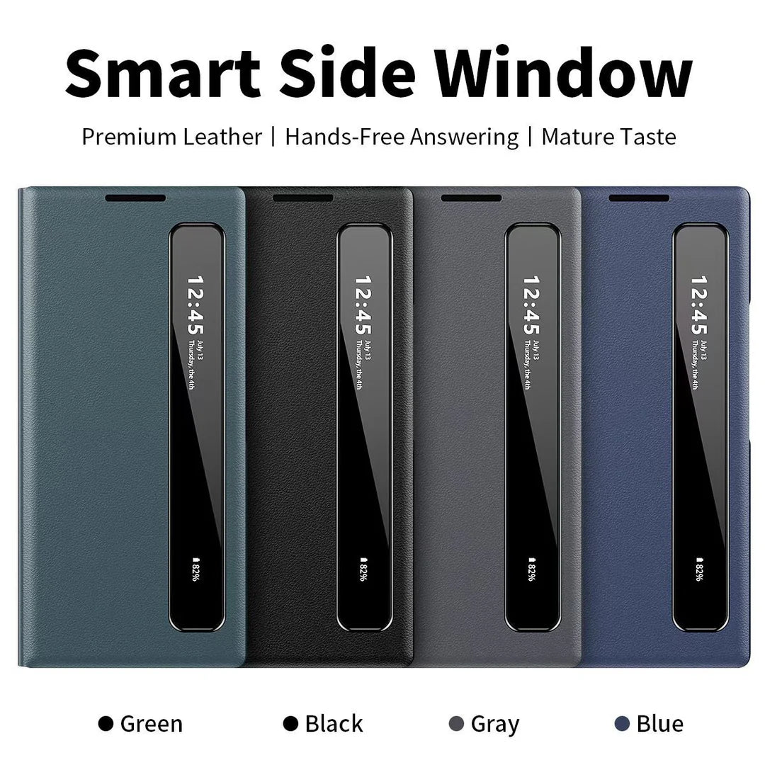 Smart Side Window Leather Flip Case