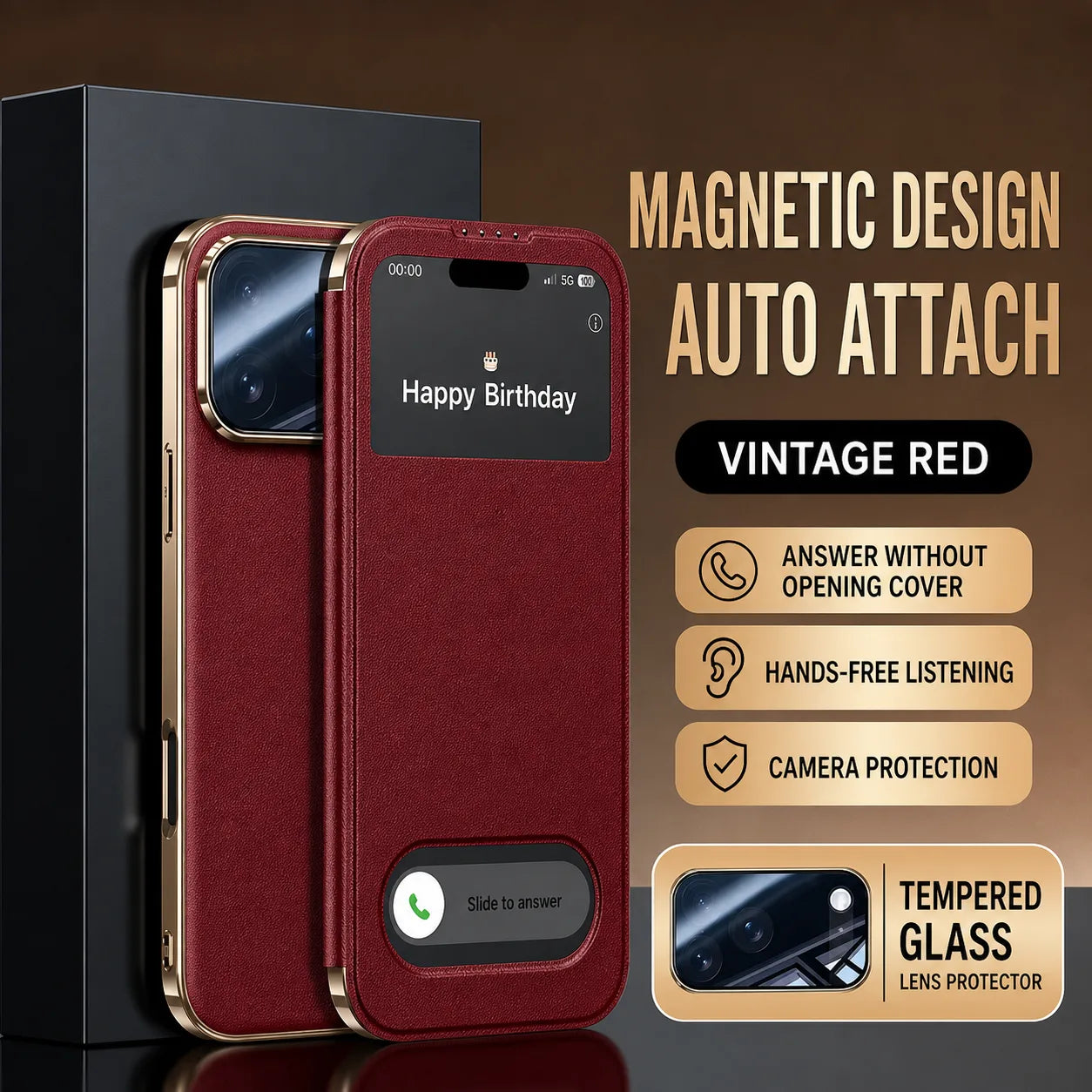 magnetic design auto attach vintage red