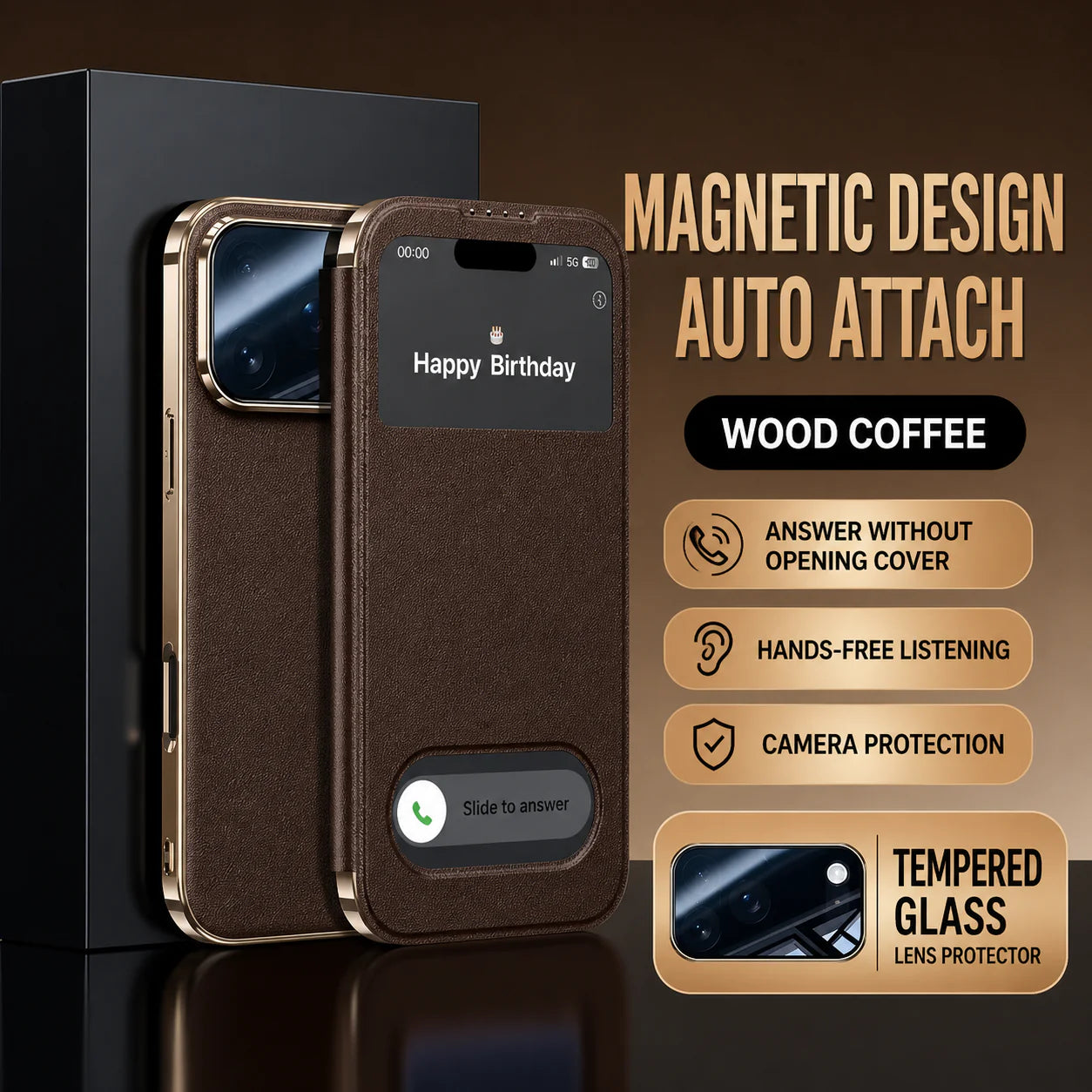 magnetic design auto attach wood coffee
