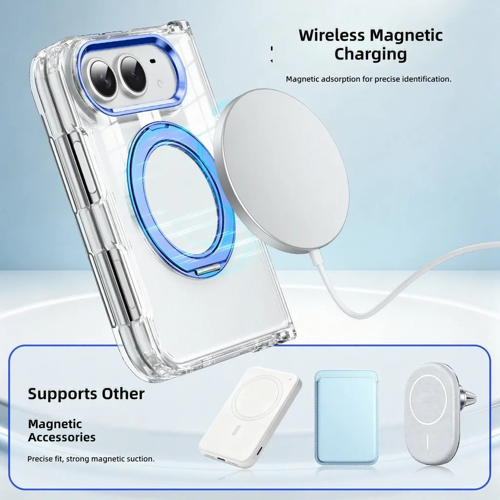J-CASE iPhone Duo Transparent Case with Rotating Ring Stand
