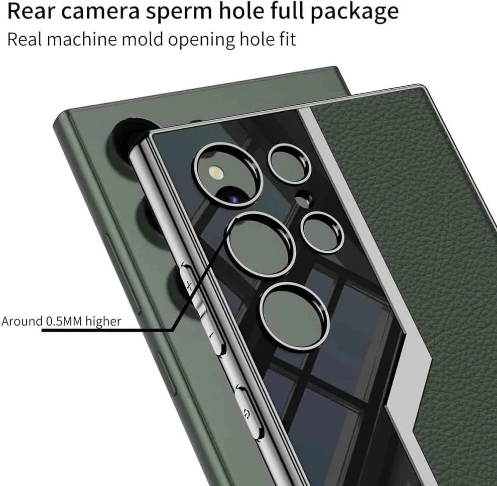 Casesaccessories GKK Slim Leather Shield Case Green for Galaxy S24 Ultra