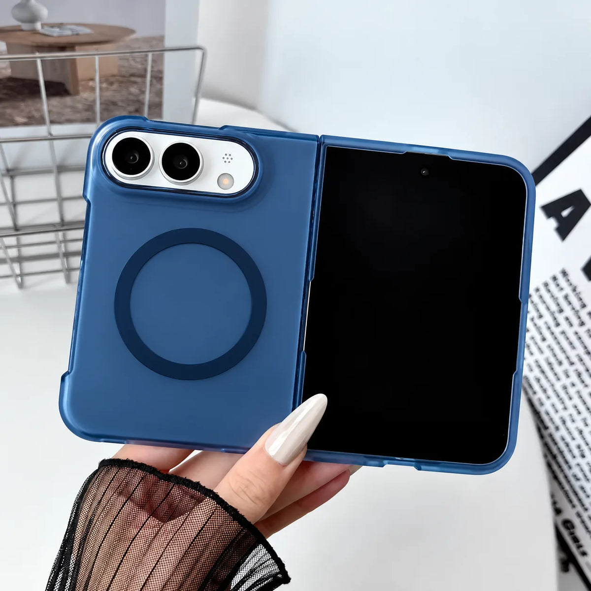 iPhone Duo Slim Frosted Clear Case with Magnetic Ring