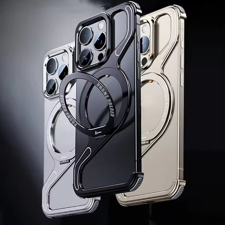 Titanium Magnetic Stand Case For iPhone Series.