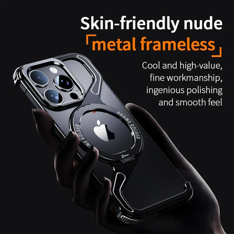 Titanium Magnetic Stand Case For iPhone Series.