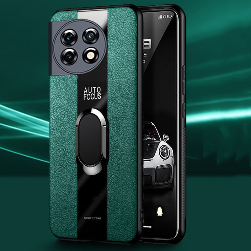 Plexiglass Luxury Leather Ring Case - OnePlus