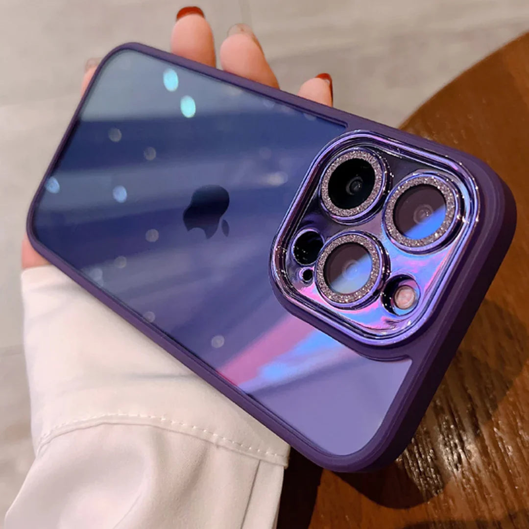 iPhone Clear Bumper Case with Stylish Diamond Camera Lens