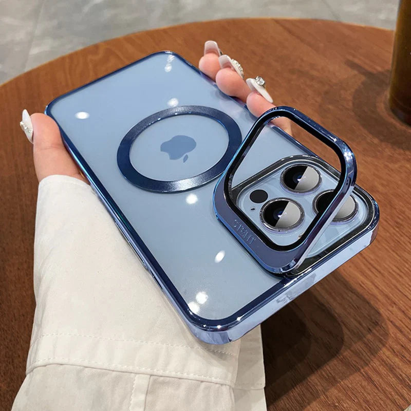 MagSafe Camera Protector Stand Case for iPhone - Luxury Style and Function