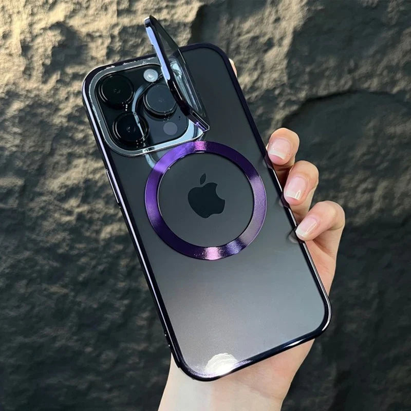 MagSafe Camera Protector Stand Case for iPhone - Luxury Style and Function