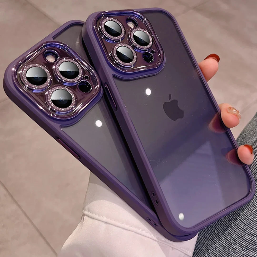 iPhone Clear Bumper Case with Stylish Diamond Camera Lens