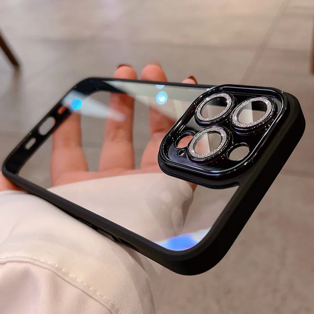 iPhone Clear Bumper Case with Stylish Diamond Camera Lens