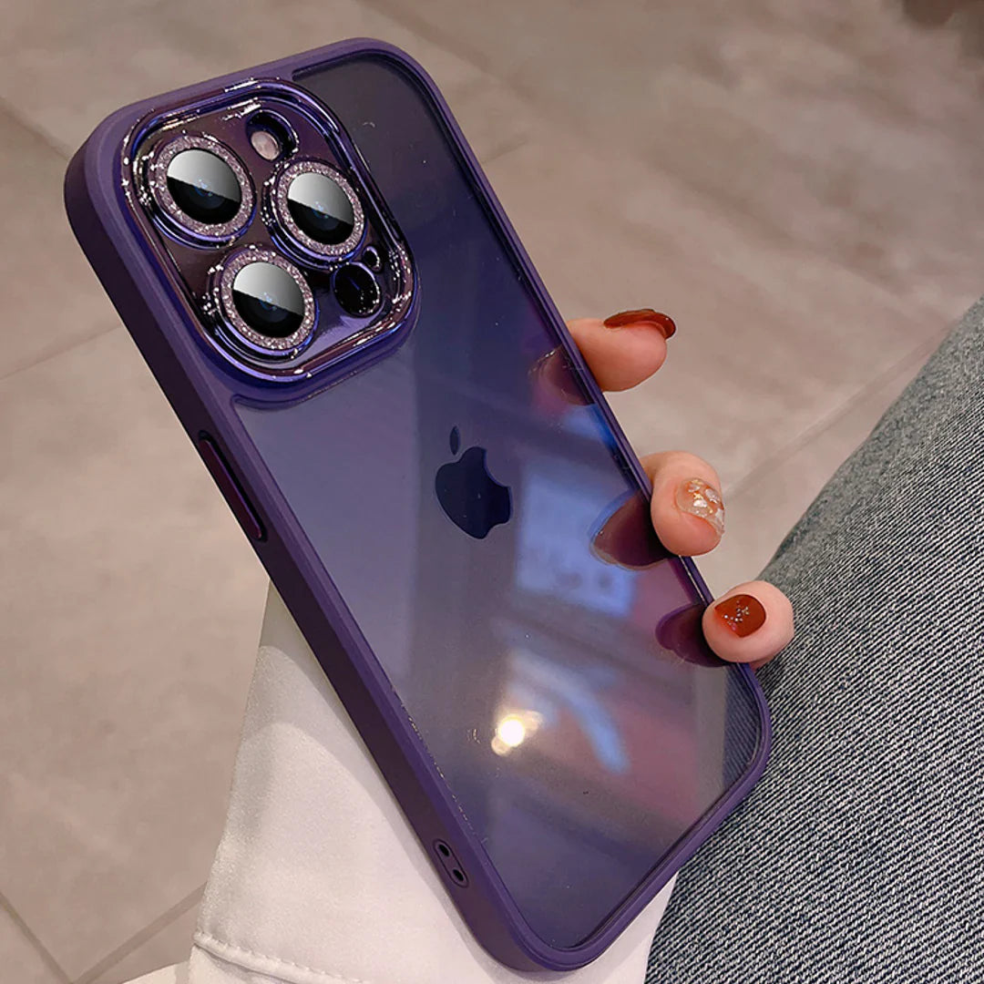 iPhone Clear Bumper Case with Stylish Diamond Camera Lens