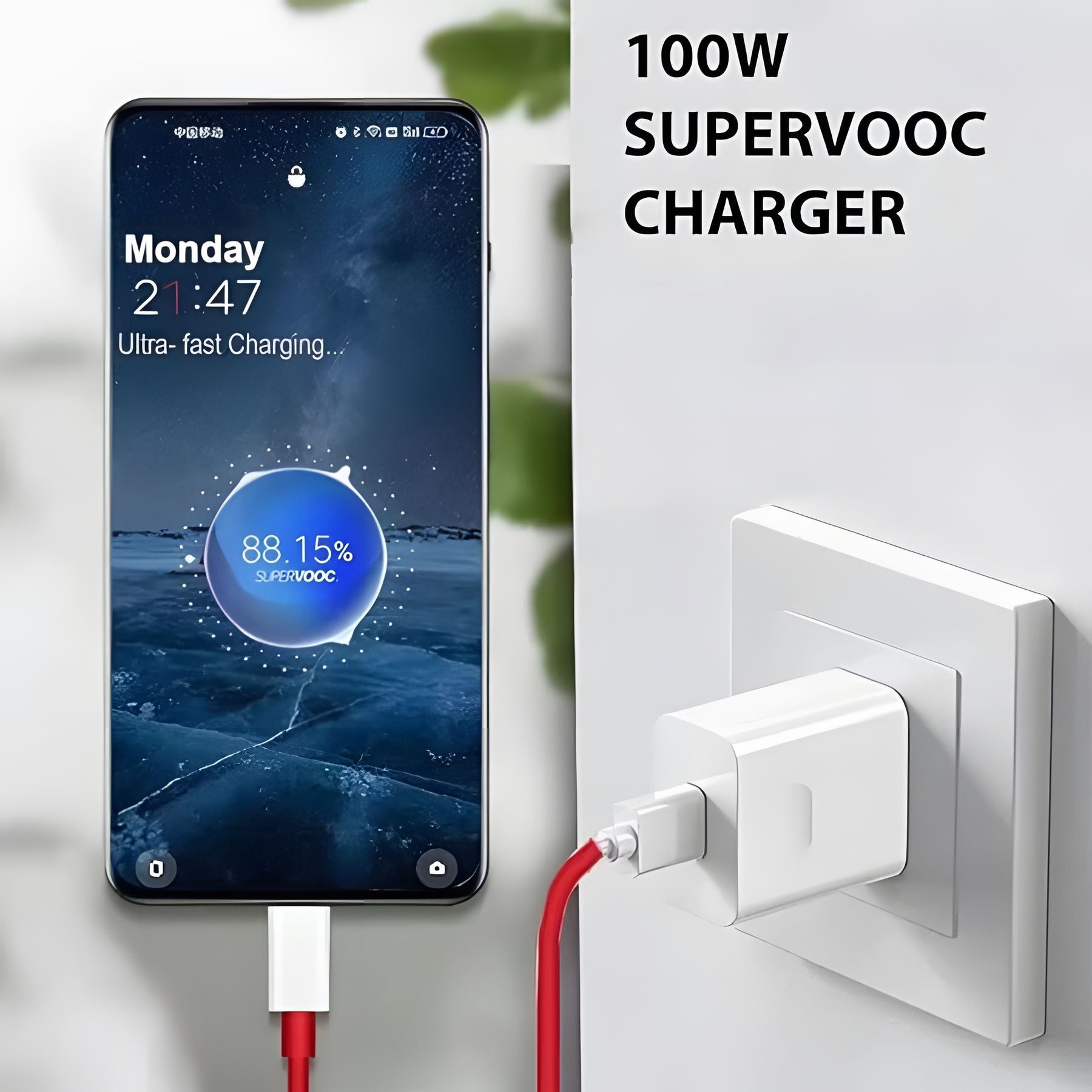 OnePlus 100W SuperVOOC Fast Charger with 1M Type-C Cable