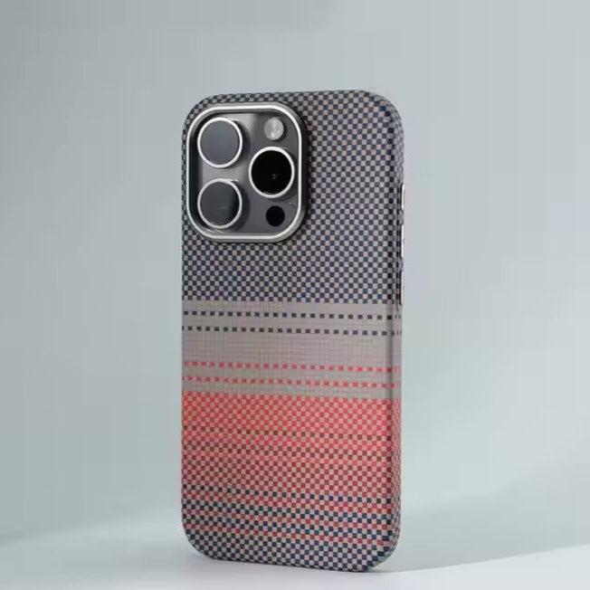Luxury Pixel Texture Case with Metal Lens Design