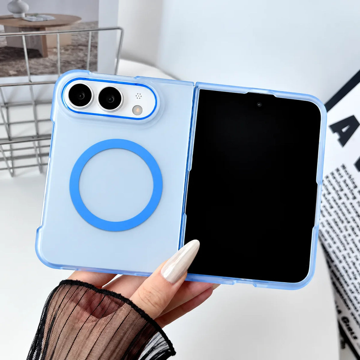 iPhone Duo Slim Frosted Clear Case with Magnetic Ring