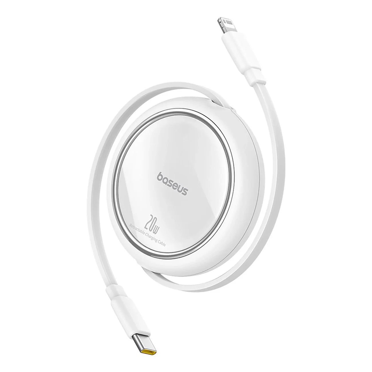 Baseus White 1m Retractable Cable - USB-C/Lightning, 20W