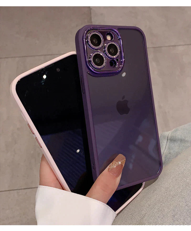 iPhone Clear Bumper Case with Stylish Diamond Camera Lens