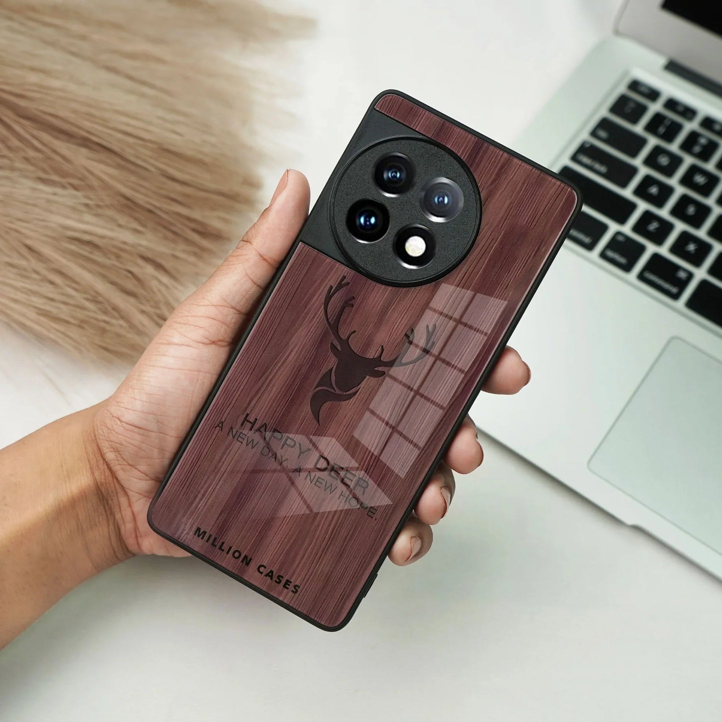 Rustic Wood Deer Grain Pattern Case for OnePlus – Premium Protective Cover.