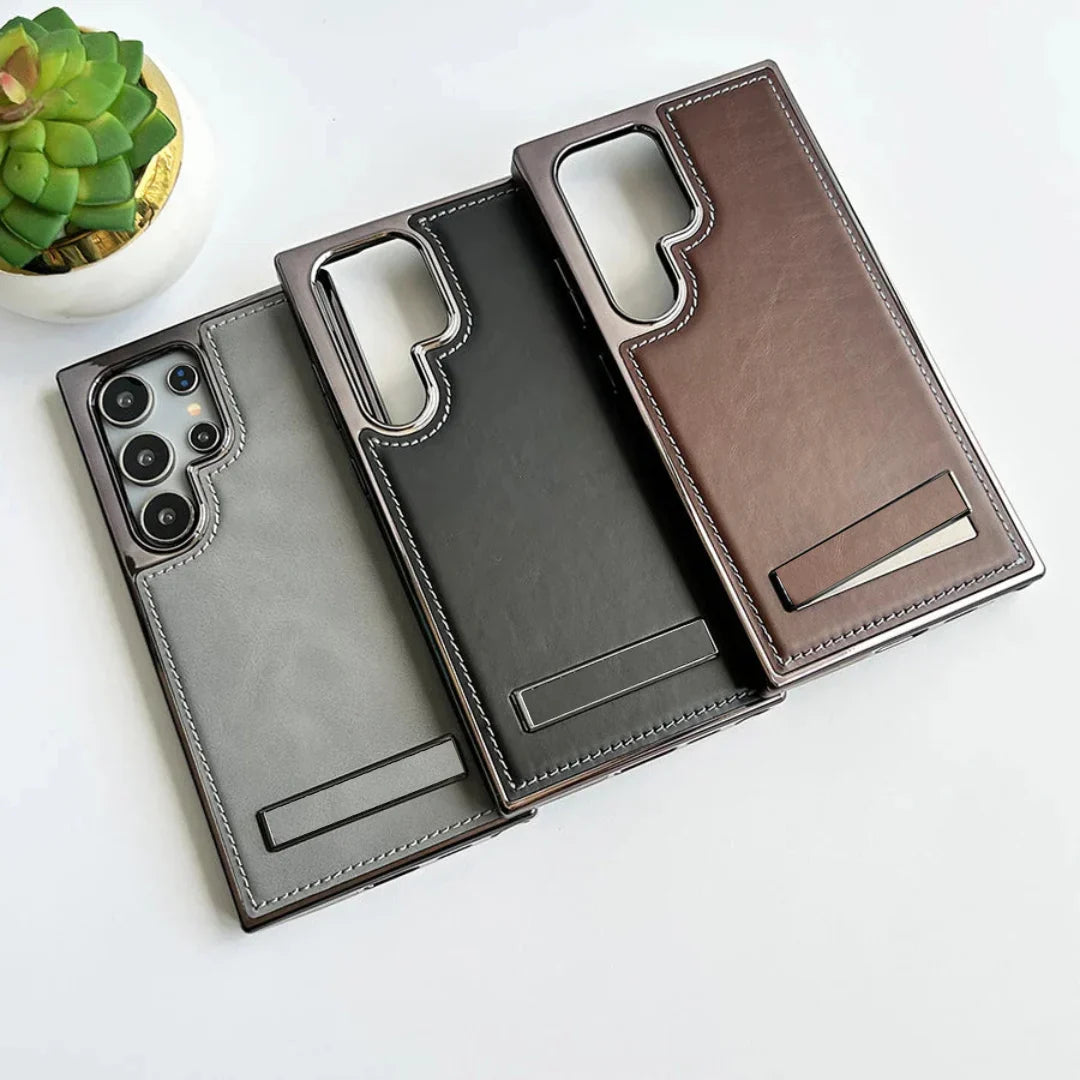Premium High Quality Leather Royal Kickstand Case - Samsung.