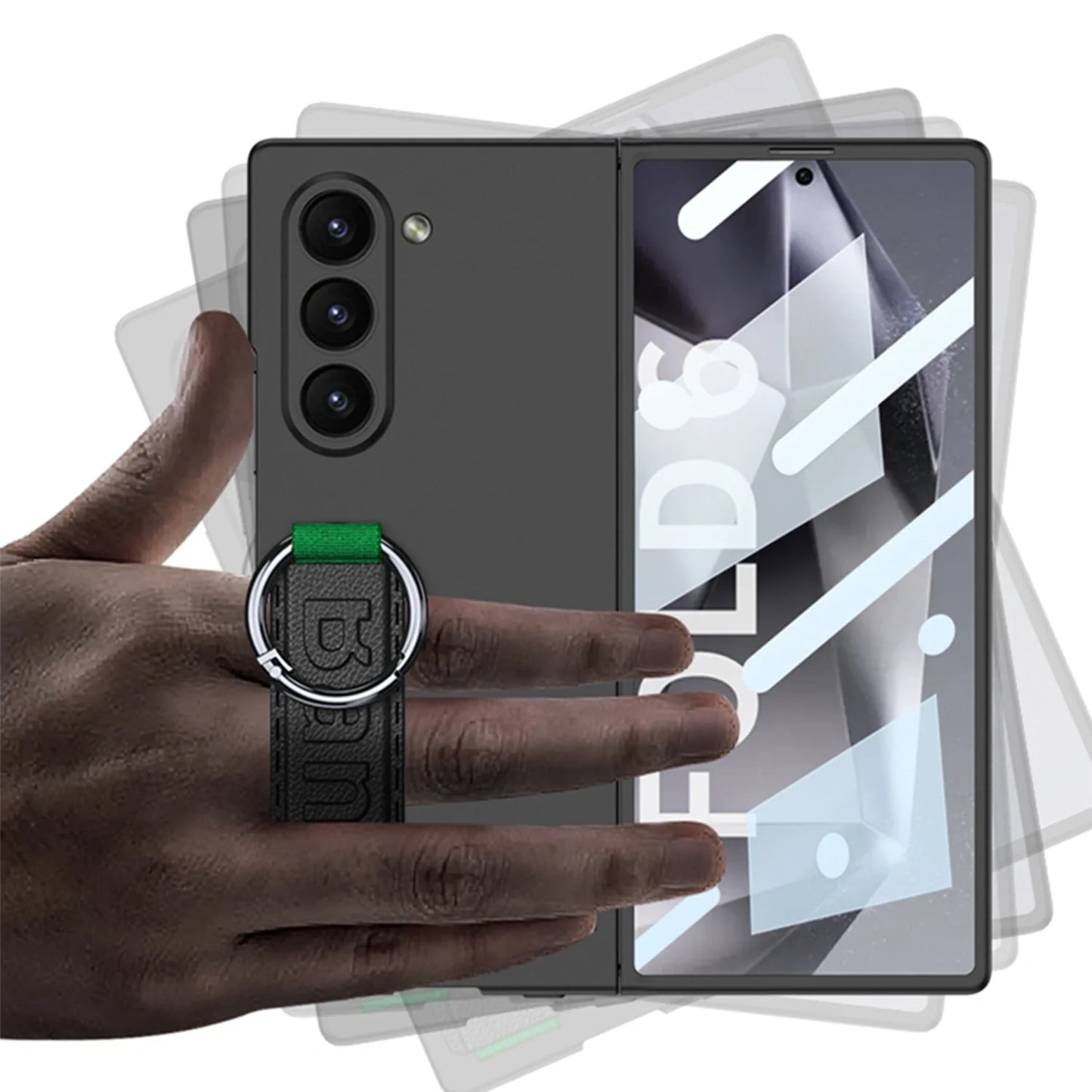 Samsung Galaxy Z Fold6 GKK Integrated Side Wrist Strap Ring Case with Accurate Hole Design.