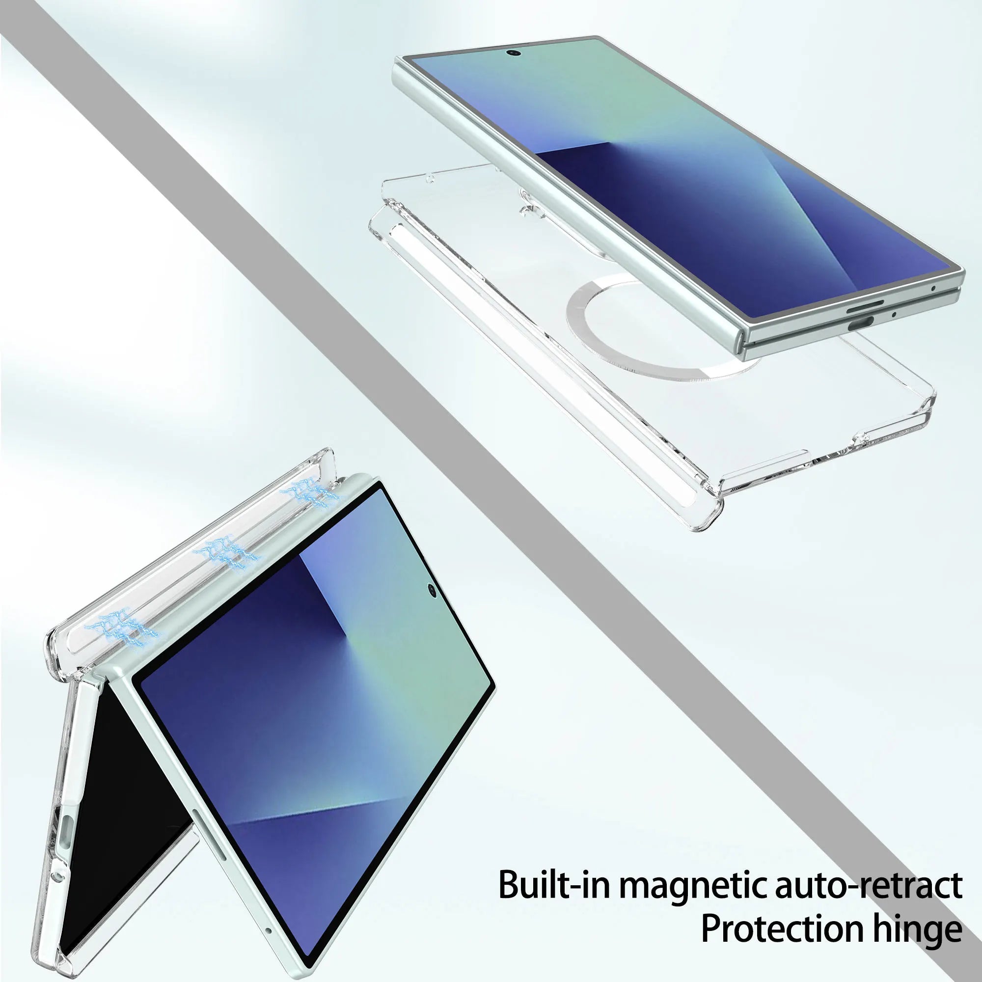 Galaxy Z Fold 7 Magnetic Clear Case with Hinge Protection